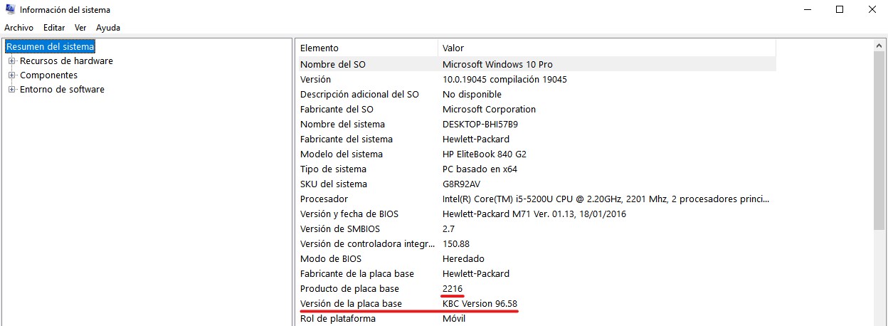 msinfo32 datos